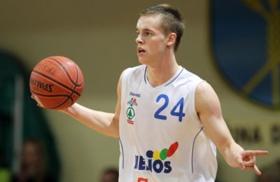 Klemen Prepelic of Helios Domzale in action during basketball match Helios Domzale- Union Olimpija in third round of Final phase of Slovenian National Championships, played in Komunalni center Hall, Domzale, Slovenia on April1, 2012